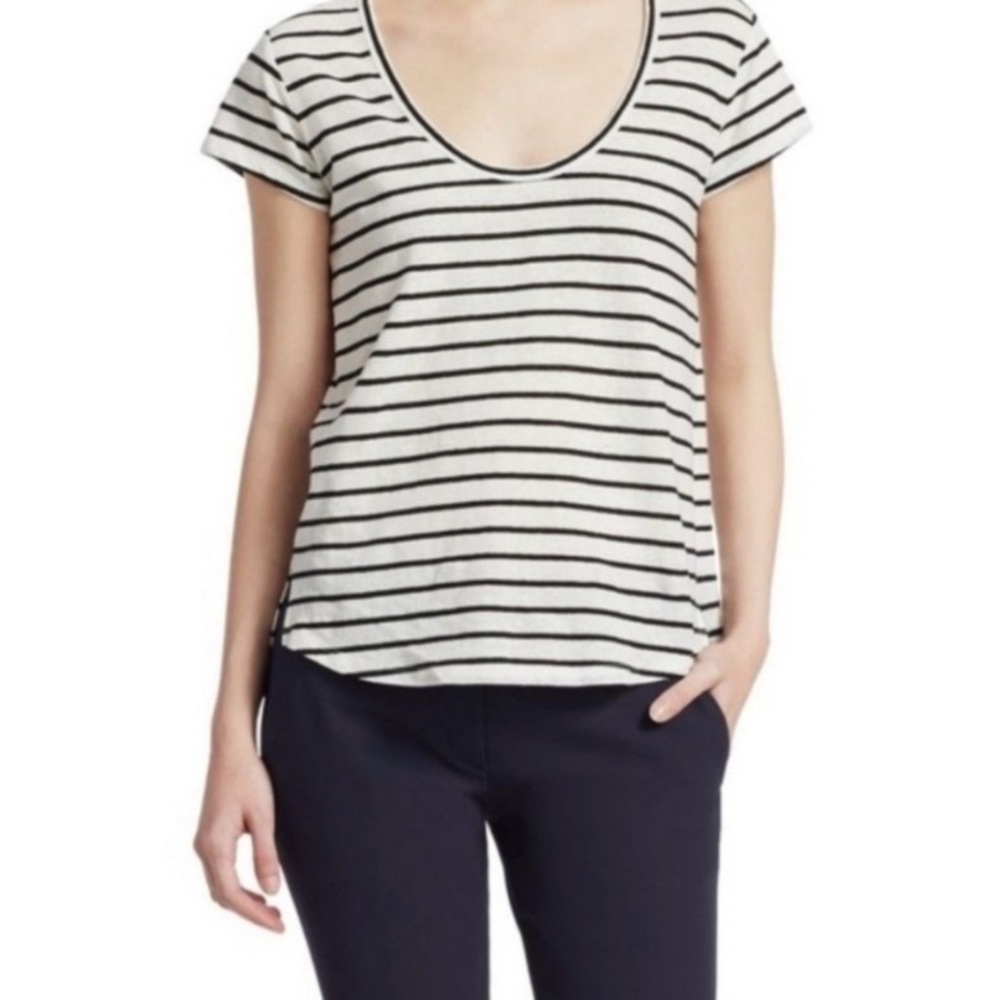 Theory Striped Black and White Women's Tee NWOT Large